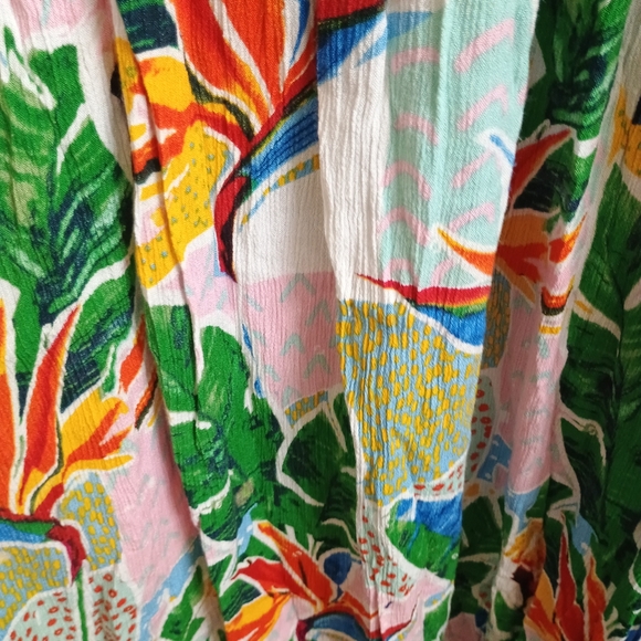 Green and Pink Tropical Print Sundress Maxi - Picture 3 of 5